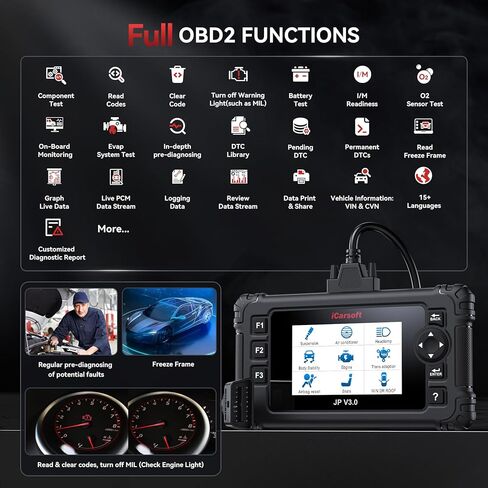 iCarsoft JP V3.0 OBD2 Scanner for Toyota/Honda (Acura) /Lexus, All Reset+Full System Diagnostic Scan Tool Car Code Reader for Nissan/Infiniti/Mitsubishi/Mazda/Suzuki/Hyundai -2025 in Kuwait