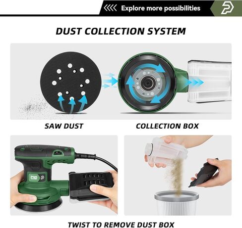 Sander العشوائي البروستورمر 5 بوصة مع Sandpapers 21pcs ، 8000-13000 دورة في الدقيقة ، 2.6AMP Sander مع 6 سرعات متغيرة ، جمع الغبار للتلميع ، الصنفرة in Kuwait