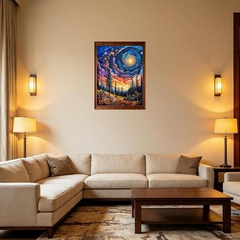 YQFCZDQ Abstract Landscape Diamond Art Kits for Adults,Forest Starry Sky 5D Diamond Painting Kits Round Diamond Dots for Beginners,DIY Full Drill Paint with Diamonds Picture Gem Art Home Decor 12x16In in Kuwait