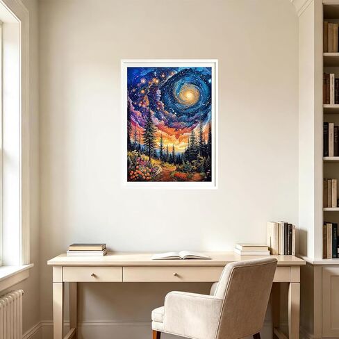YQFCZDQ Abstract Landscape Diamond Art Kits for Adults,Forest Starry Sky 5D Diamond Painting Kits Round Diamond Dots for Beginners,DIY Full Drill Paint with Diamonds Picture Gem Art Home Decor 12x16In in Kuwait