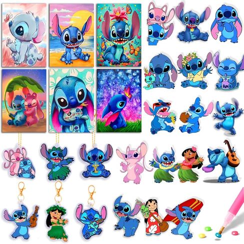 FFPTBNYX 27Pcs Diamond Art Kits for Beginners, Cute DIY Diamond Arts Mosaic Kits & Stickers & Keychains.Arts and Crafts for Beginners,Gem Art As Ideal Gifts in Saudi Arabia