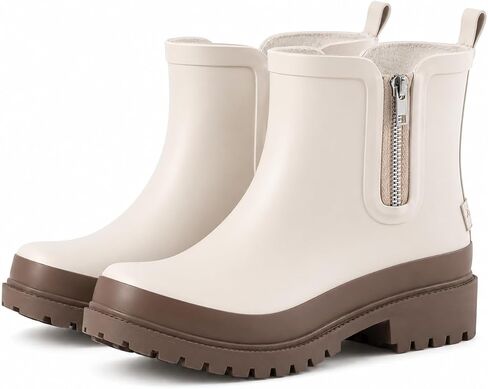 Women's Short Rain Boots Waterproof Rubber Garden Shoes Anti-Slip Chelsea rain Boots for Ladies with Comfort Insole Stay Stylish Ankle Outdoor Work Boots With Zipper Design in Saudi Arabia