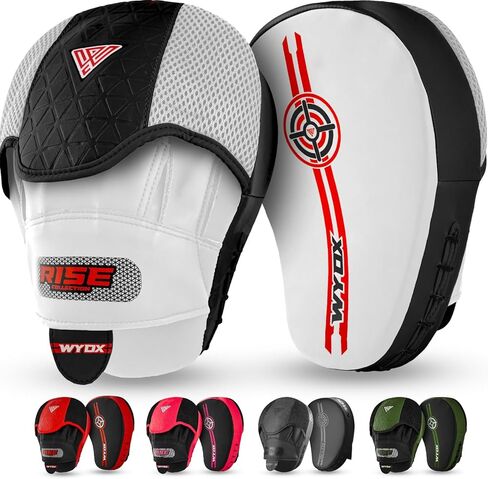 WYOX Curved Focus Boxing Pads, Hook and Jab Training Pads Maya Hide Leather, Adjustable Strap Ventilated, Martial Arts Punching Hand Target Strike Shield MMA Muay Thai Kickboxing Coaching in Saudi Arabia