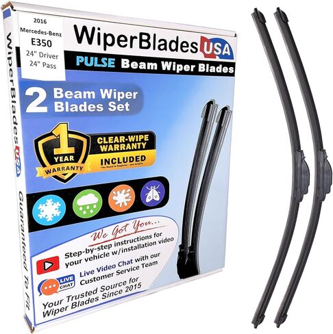 مجموعة شفرات المساحات WiperBladesUSA مع ضمان لمدة سنة واحدة متوافقة مع مساحات Mercedes-Benz E350 2016 (مجموعة من 2) ماسحات النبض in Kuwait