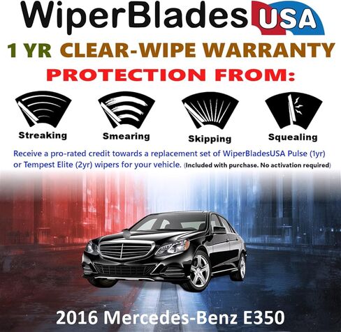 مجموعة شفرات المساحات WiperBladesUSA مع ضمان لمدة سنة واحدة متوافقة مع مساحات Mercedes-Benz E350 2016 (مجموعة من 2) ماسحات النبض in Kuwait
