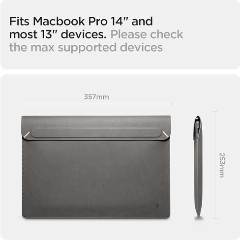 حافظة كمبيوتر محمول واقية من Spigen Valentinus S لجهاز MacBook Neo/Pro/Air M5 Pro/Max (2026)، مقاس 14 بوصة، M5/M4/M3/M2/M1 A3434 A3112 A3401 A3185 A2992 A2918، حامل مدمج - رمادي سيتي in Kuwait