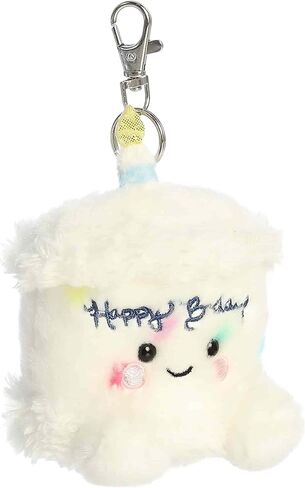 Aurora® Adorable Palm Pals™ Happy B'Day Cake™ Clip-On - قطيفة ممتعة قابلة للتجميع للأطفال والكبار - مثالية لتزيين الغرف وهدايا عيد الميلاد - أبيض 4 بوصات in Kuwait