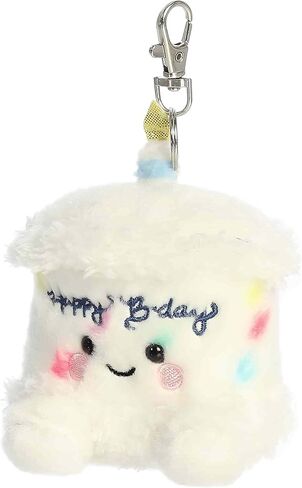 Aurora® Adorable Palm Pals™ Happy B'Day Cake™ Clip-On - قطيفة ممتعة قابلة للتجميع للأطفال والكبار - مثالية لتزيين الغرف وهدايا عيد الميلاد - أبيض 4 بوصات in Kuwait