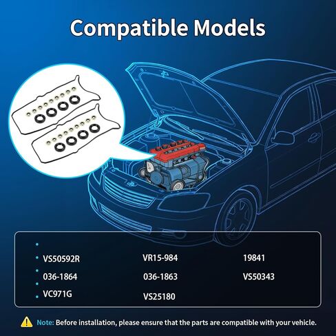 VS50592R Valve Cover Gasket Set Fits for 1998-2010 V8 Lexus GS400 GS430 GX470 LS400 LS430 LX470 SC400 SC430 Toyota 4runner Land Cruiser Sequoia Tundra, Replace VS50343 VC971G in Kuwait