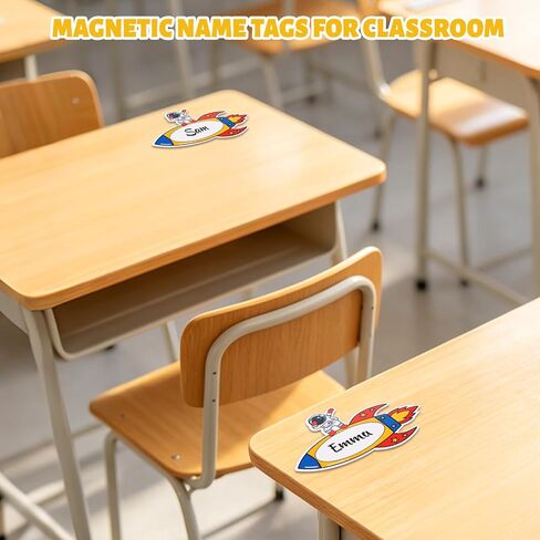 48 Pcs Magnetic Name Tags Reusable Dry Erase Magnetic Labels Waterproof Name Tag Magnets for Classroom, School Bus, Locker, Whiteboard, Fridge, Office, Home (Spaceman) in Saudi Arabia
