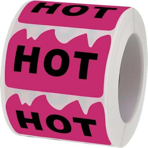 500 PCS Rave Hot Stickers 2 x 1.2 Inch Red Hot Flame Fire Shaped Stickers Caution Hot Sticker for Festival Spicy Sauce (Fluorescent Red) in Saudi Arabia