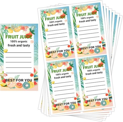 Plastic Juice Bottle Labels Stickers,1.6 x 2.4 Inch Self Adhesive Fruit Juice Drink Containers Sticker for 12oz 8oz 4oz Juice Bulk Containers Bottles (200 Pcs) in Saudi Arabia