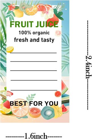 Plastic Juice Bottle Labels Stickers,1.6 x 2.4 Inch Self Adhesive Fruit Juice Drink Containers Sticker for 12oz 8oz 4oz Juice Bulk Containers Bottles (200 Pcs) in Saudi Arabia