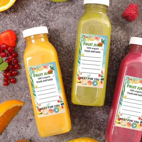 Plastic Juice Bottle Labels Stickers,1.6 x 2.4 Inch Self Adhesive Fruit Juice Drink Containers Sticker for 12oz 8oz 4oz Juice Bulk Containers Bottles (200 Pcs) in Saudi Arabia