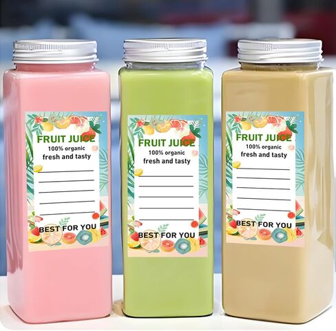 Plastic Juice Bottle Labels Stickers,1.6 x 2.4 Inch Self Adhesive Fruit Juice Drink Containers Sticker for 12oz 8oz 4oz Juice Bulk Containers Bottles (200 Pcs) in Saudi Arabia