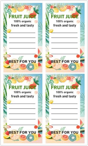 Plastic Juice Bottle Labels Stickers,1.6 x 2.4 Inch Self Adhesive Fruit Juice Drink Containers Sticker for 12oz 8oz 4oz Juice Bulk Containers Bottles (200 Pcs) in Saudi Arabia