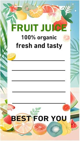 Plastic Juice Bottle Labels Stickers,1.6 x 2.4 Inch Self Adhesive Fruit Juice Drink Containers Sticker for 12oz 8oz 4oz Juice Bulk Containers Bottles (200 Pcs) in Saudi Arabia