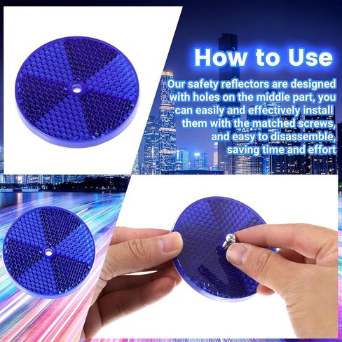 24 Pack Front Round Reflector for Driveway Fence Gate Posts Trailers Safety Reflectors with Center Mounting Holes Automobiles Boats Mailboxes (Blue) in Kuwait