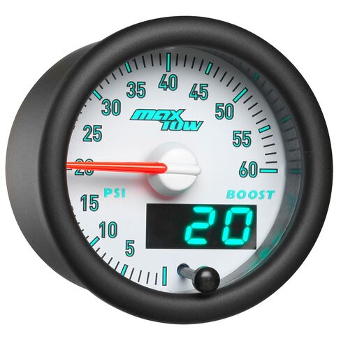 مجموعة قياس MaxTow Match 60 PSI Turbo Boost لشاحنة الديزل دودج رام 5.9 لتر 6.7 لتر الكمون من الجيل الثالث - تتضمن مستشعر ضغط إلكتروني - شاشة عرض مزدوجة مع قراءات تناظرية ورقمية - 2-1/16 بوصة in Kuwait