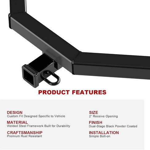 Tuxtreme Class 3 Trailer Hitch Receiver Assembly Compatible with Acura MDX 2022-2026 2 Inch Rear Towing Hitch,6000lbs GTW, Bolt-On Design, SAE J684 Tested, Includes Hitch Cover in Saudi Arabia