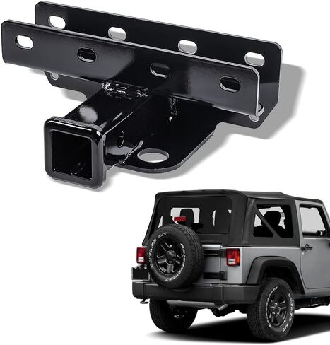 7422448431476 Compatible with 2007-2018 Jeep Wrangler JK / 2018-2026 Wrangler JL Class 3 III Black 2" Receiver Trailer Hitch in Kuwait