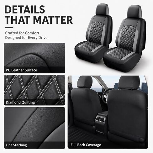 Car Seat Cover for Toyota FJ Cruiser 2006-2021 2022 2023 2024 2025 2026, Leather Comfortable Breathable Non Slip Front Rear Seats Universal Interior Protectors Cover,A/Grey-Full Set in Kuwait