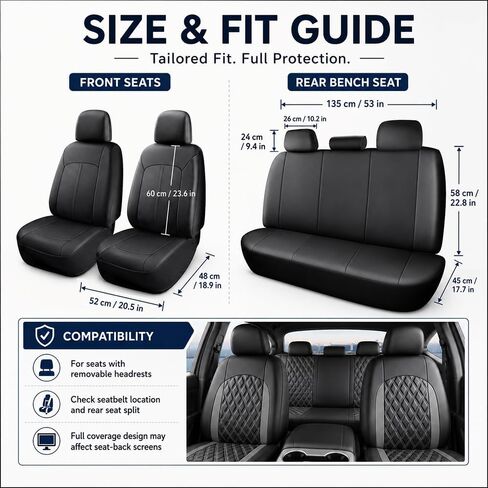 Car Seat Cover for Toyota FJ Cruiser 2006-2021 2022 2023 2024 2025 2026, Leather Comfortable Breathable Non Slip Front Rear Seats Universal Interior Protectors Cover,A/Grey-Full Set in Kuwait