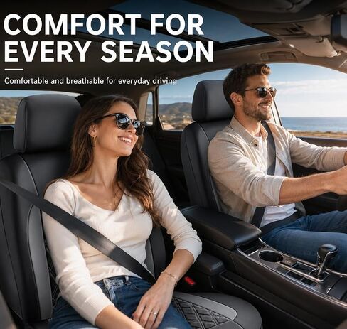 Car Seat Cover for Toyota FJ Cruiser 2006-2021 2022 2023 2024 2025 2026, Leather Comfortable Breathable Non Slip Front Rear Seats Universal Interior Protectors Cover,A/Grey-Full Set in Kuwait