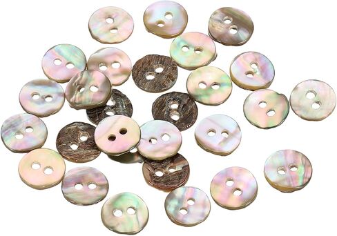uxcell 25Pcs Natural Shell Button, 2 Hole 10mm Mother of Pearl Buttons for Shirt Coats Suits Jacket Jeans Skirts DIY Sewing Crafts, 1.5-2.3mm Thick, Brown in Kuwait
