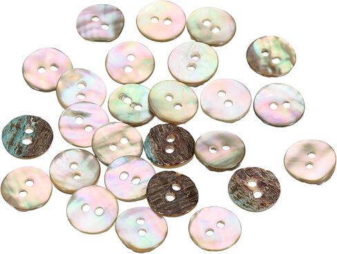 uxcell 25Pcs Natural Shell Button, 2 Hole 10mm Mother of Pearl Buttons for Shirt Coats Suits Jacket Jeans Skirts DIY Sewing Crafts, 1.5-2.3mm Thick, Brown in Kuwait