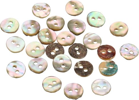 uxcell 25Pcs Natural Shell Button, 2 Hole 10mm Mother of Pearl Buttons for Shirt Coats Suits Jacket Jeans Skirts DIY Sewing Crafts, 1.5-2.3mm Thick, Brown in Kuwait