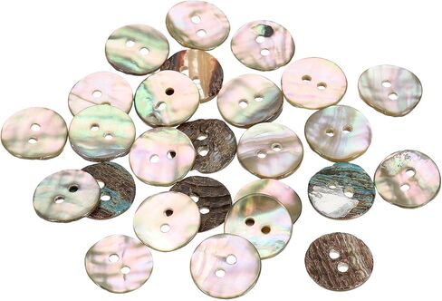 uxcell 25Pcs Natural Shell Button, 2 Hole 10mm Mother of Pearl Buttons for Shirt Coats Suits Jacket Jeans Skirts DIY Sewing Crafts, 1.5-2.3mm Thick, Brown in Kuwait