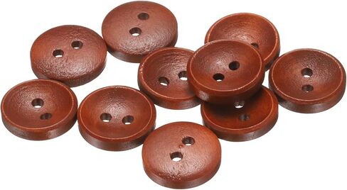 HARFINGTON 10pcs 24L Wooden Sewing Button 5/8"(15mm) 2 Holes Wood Round Craft Replacement Buttons for Clothing DIY Crafts Decoration, Medium Brown in Kuwait