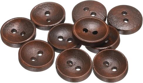 HARFINGTON 10pcs 24L Wooden Sewing Button 5/8"(15mm) 2 Holes Wood Round Craft Replacement Buttons for Clothing DIY Crafts Decoration, Medium Brown in Kuwait
