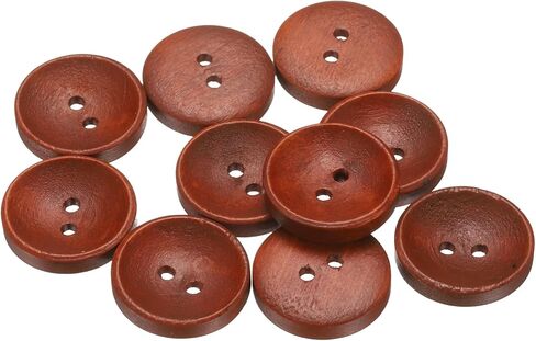 HARFINGTON 10pcs 24L Wooden Sewing Button 5/8"(15mm) 2 Holes Wood Round Craft Replacement Buttons for Clothing DIY Crafts Decoration, Medium Brown in Kuwait