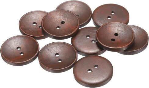 HARFINGTON 10pcs 24L Wooden Sewing Button 5/8"(15mm) 2 Holes Wood Round Craft Replacement Buttons for Clothing DIY Crafts Decoration, Medium Brown in Kuwait