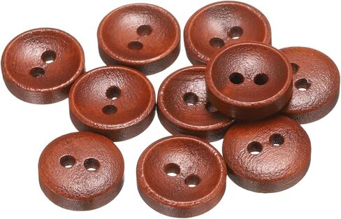 HARFINGTON 10pcs 24L Wooden Sewing Button 5/8"(15mm) 2 Holes Wood Round Craft Replacement Buttons for Clothing DIY Crafts Decoration, Medium Brown in Kuwait