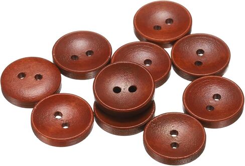 HARFINGTON 10pcs 24L Wooden Sewing Button 5/8"(15mm) 2 Holes Wood Round Craft Replacement Buttons for Clothing DIY Crafts Decoration, Medium Brown in Kuwait