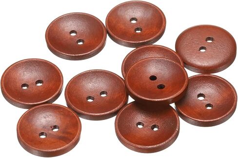 HARFINGTON 10pcs 24L Wooden Sewing Button 5/8"(15mm) 2 Holes Wood Round Craft Replacement Buttons for Clothing DIY Crafts Decoration, Medium Brown in Kuwait