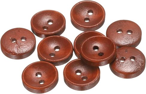HARFINGTON 10pcs 24L Wooden Sewing Button 5/8"(15mm) 2 Holes Wood Round Craft Replacement Buttons for Clothing DIY Crafts Decoration, Medium Brown in Kuwait