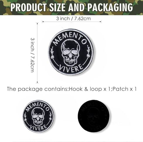 Memento Vivere Memento More Tactical Patch – 3 Inch Skull Morale Patch for Backpacks, Vests, Hats – Embroidered Hook & Loop Applique – Stoic Quote Funny Gear in Saudi Arabia