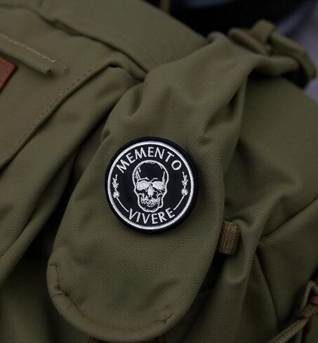 Memento Vivere Memento More Tactical Patch – 3 Inch Skull Morale Patch for Backpacks, Vests, Hats – Embroidered Hook & Loop Applique – Stoic Quote Funny Gear in Saudi Arabia