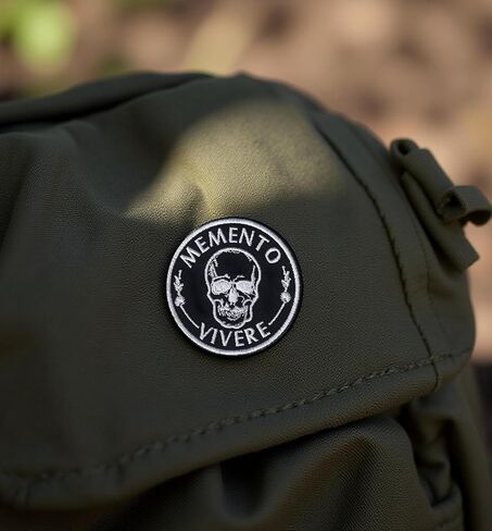 Memento Vivere Memento More Tactical Patch – 3 Inch Skull Morale Patch for Backpacks, Vests, Hats – Embroidered Hook & Loop Applique – Stoic Quote Funny Gear in Saudi Arabia