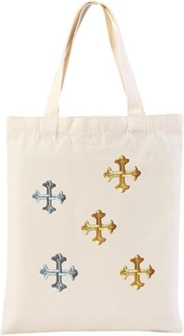 10 Pcs Decorative Cross Embroidered Patches Gold Silver Religious Applique Iron-on Emblems Patch Sewing DIY Clothing Jacket Hat Bag Jeans Craft Decor (Gold) in Saudi Arabia