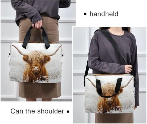 حقيبة كمبيوتر محمول مقاس 15.6 بوصة من Winter Highland Cow للأعمال، حقيبة كمبيوتر مقاومة للماء تناسب أجهزة الكمبيوتر المحمول مقاس 14-16 بوصة للرجال والنساء، حقيبة ظهر للعمل والسفر في المكتب in Kuwait