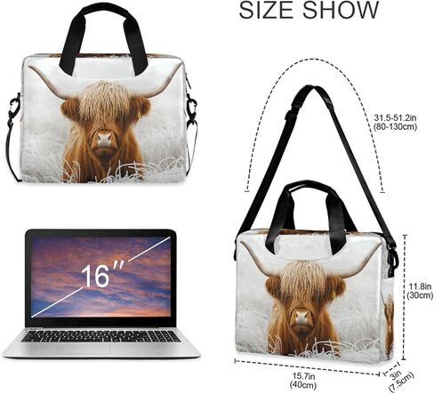 حقيبة كمبيوتر محمول مقاس 15.6 بوصة من Winter Highland Cow للأعمال، حقيبة كمبيوتر مقاومة للماء تناسب أجهزة الكمبيوتر المحمول مقاس 14-16 بوصة للرجال والنساء، حقيبة ظهر للعمل والسفر في المكتب in Kuwait