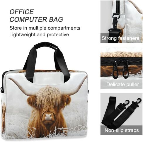 حقيبة كمبيوتر محمول مقاس 15.6 بوصة من Winter Highland Cow للأعمال، حقيبة كمبيوتر مقاومة للماء تناسب أجهزة الكمبيوتر المحمول مقاس 14-16 بوصة للرجال والنساء، حقيبة ظهر للعمل والسفر في المكتب in Kuwait