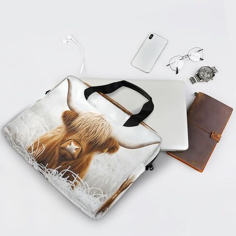 حقيبة كمبيوتر محمول مقاس 15.6 بوصة من Winter Highland Cow للأعمال، حقيبة كمبيوتر مقاومة للماء تناسب أجهزة الكمبيوتر المحمول مقاس 14-16 بوصة للرجال والنساء، حقيبة ظهر للعمل والسفر في المكتب in Kuwait