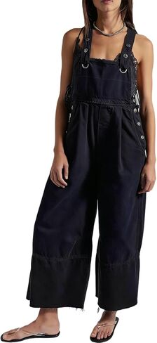 yoeasy Womens Loose Denim Bib Overalls Wide Leg Baggy Casual Trendy Denim Pants Jumpsuits with Pockets in Saudi Arabia