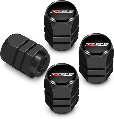 iPick Image for Chevrolet Z71 Logo in Black on Silver Hexagon Shape Aluminum Tire Valve Stem Caps in Kuwait